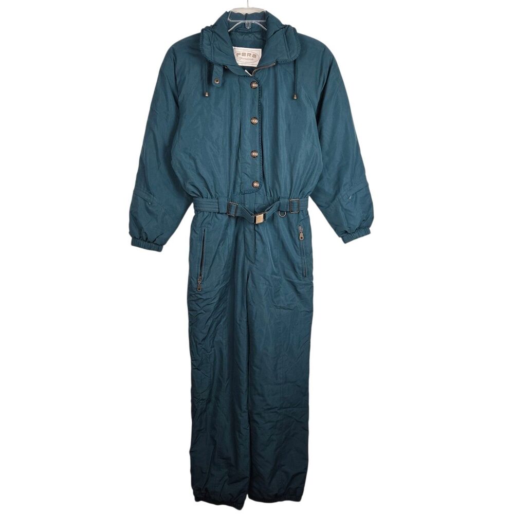 Vintage Fera Ski Snow Suit Women's Sz 8 Dark Teal Jumpsuit